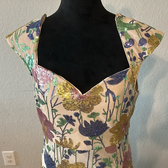 NWOT SHEIN (FAERIESTY - XL) Formal Floral Sequence Gown - Picture 3 of 14